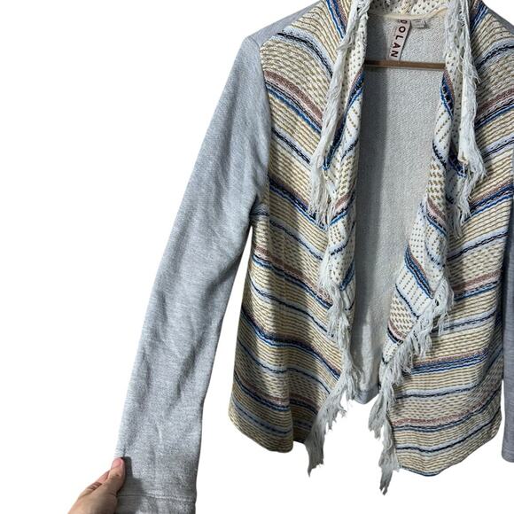 Dolan Anthropologie Striped Fringe Cardigan Size Small - Picture 3 of 6